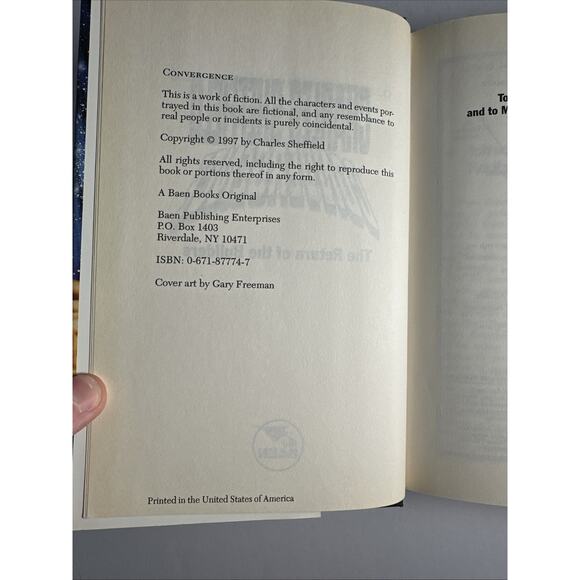 1997 "Convergence" Charles Scheffield, Baen Books-Science Fiction 1st HC DJ VG - Picture 9 of 11